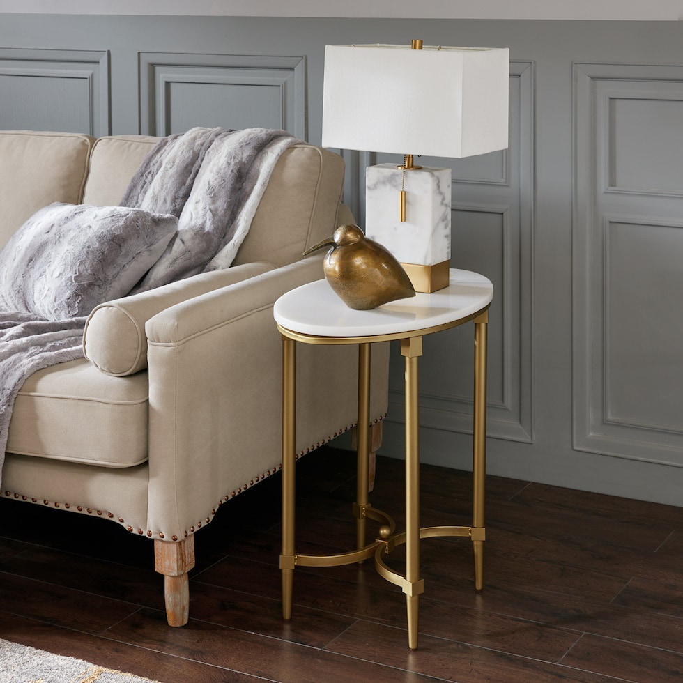 rhodes white gold end table   