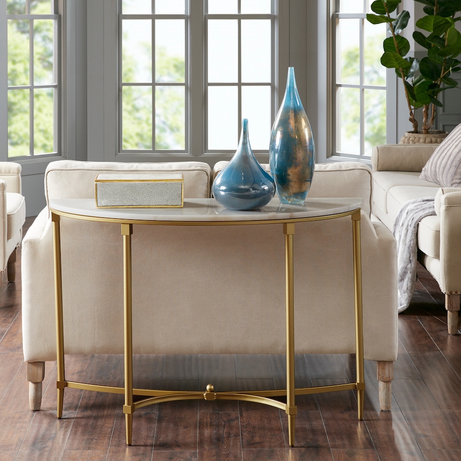 rhodes white gold sofa table   