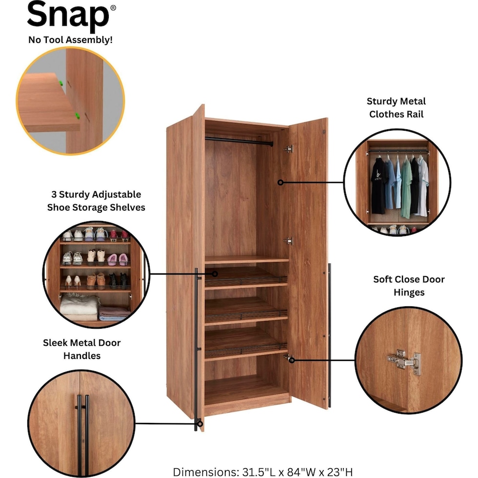 rian light brown wardrobe   