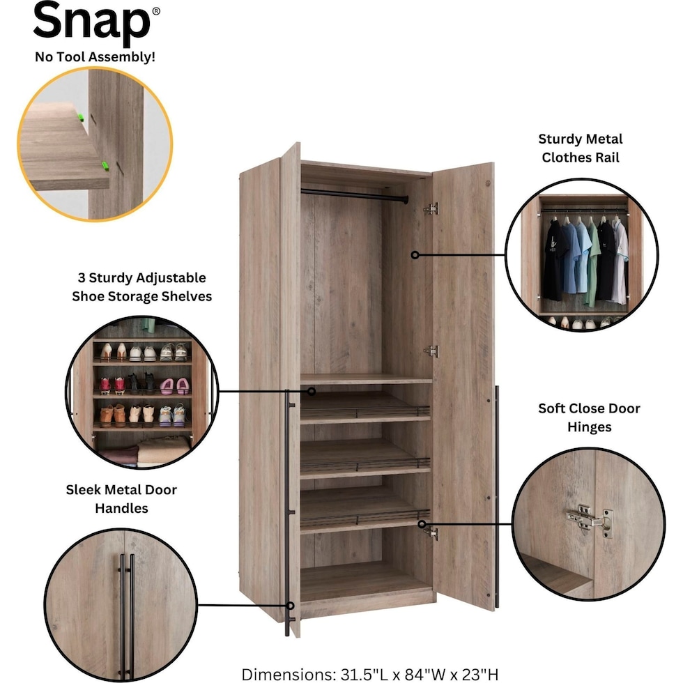 rian light brown wardrobe   