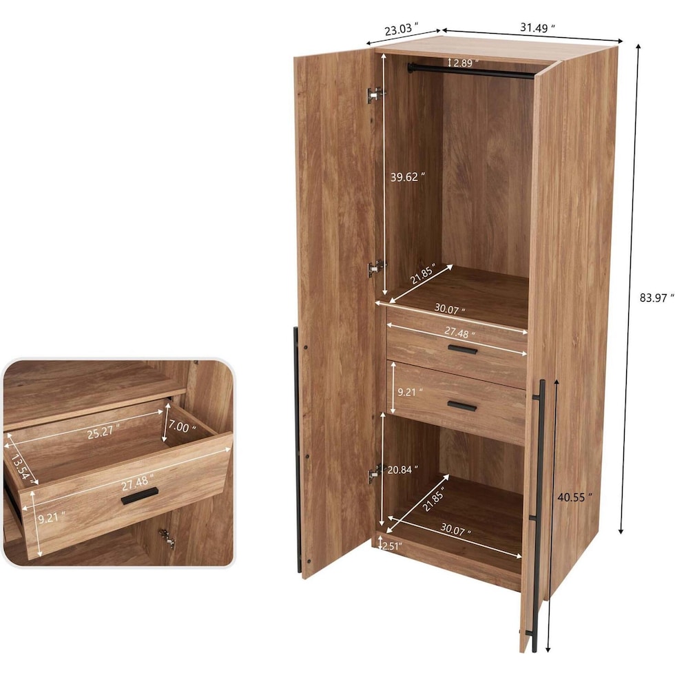 rian light brown wardrobe   