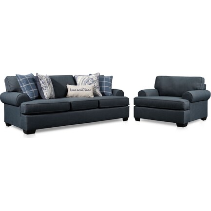 Riley Sofa and Chair Set - Indigo