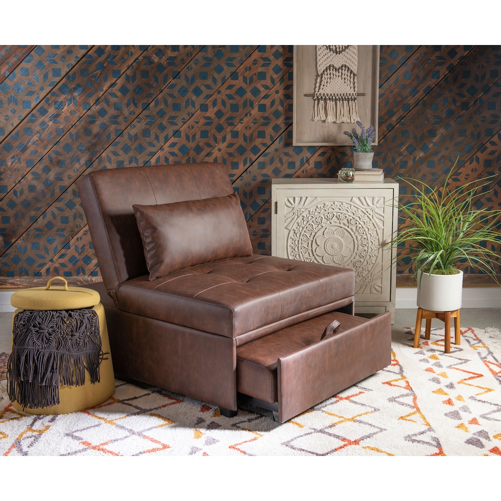 riley dark brown convertible chair   