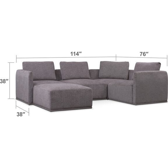 Living Room Furniture - Rio 5-Piece Sectional with 1 Armless Chair and Ottoman