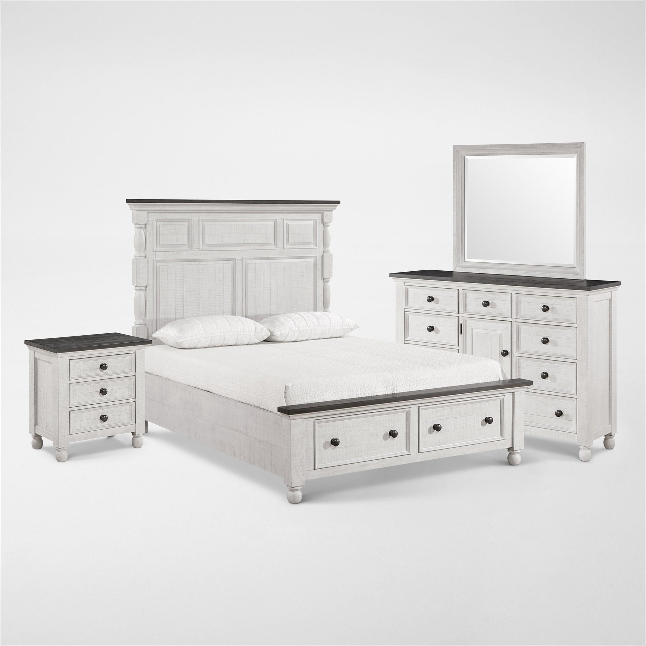 Riverview 6-Piece Storage Bedroom Set with Dresser, Mirror