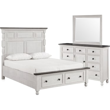 Riverview 5-Piece Storage Bedroom Set with Dresser and Mirror
