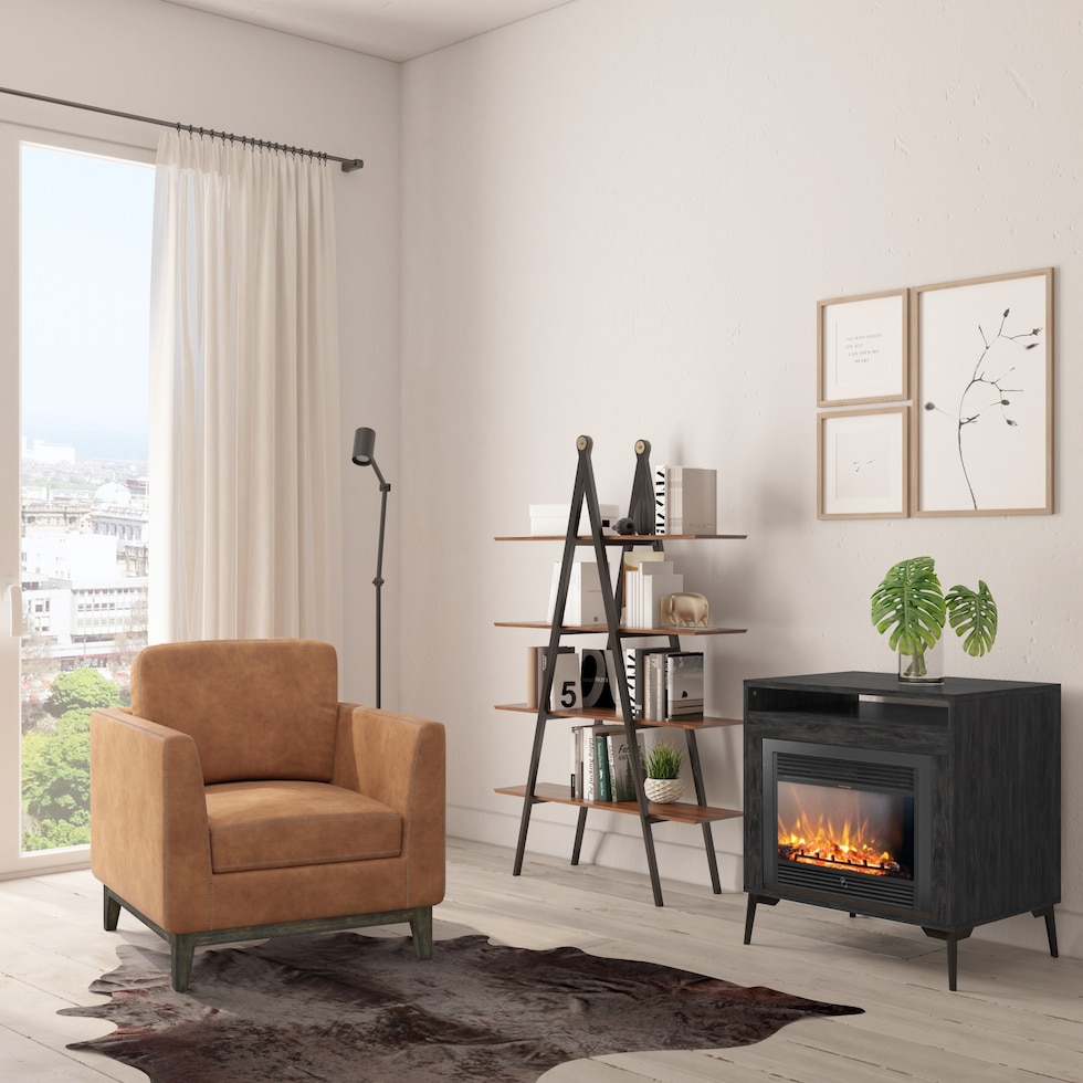 riveter light brown accent chair   