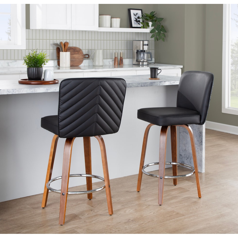 robby black vegan leather counter height stool   