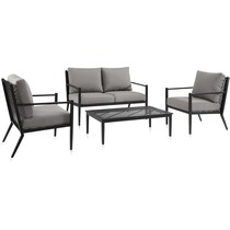 rockaway black outdoor loveseat set   