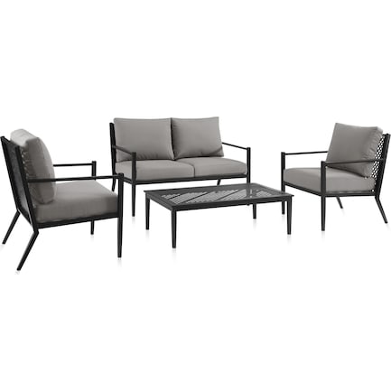 Rockaway Outdoor Loveseat, 2 Chairs and Coffee Table Set