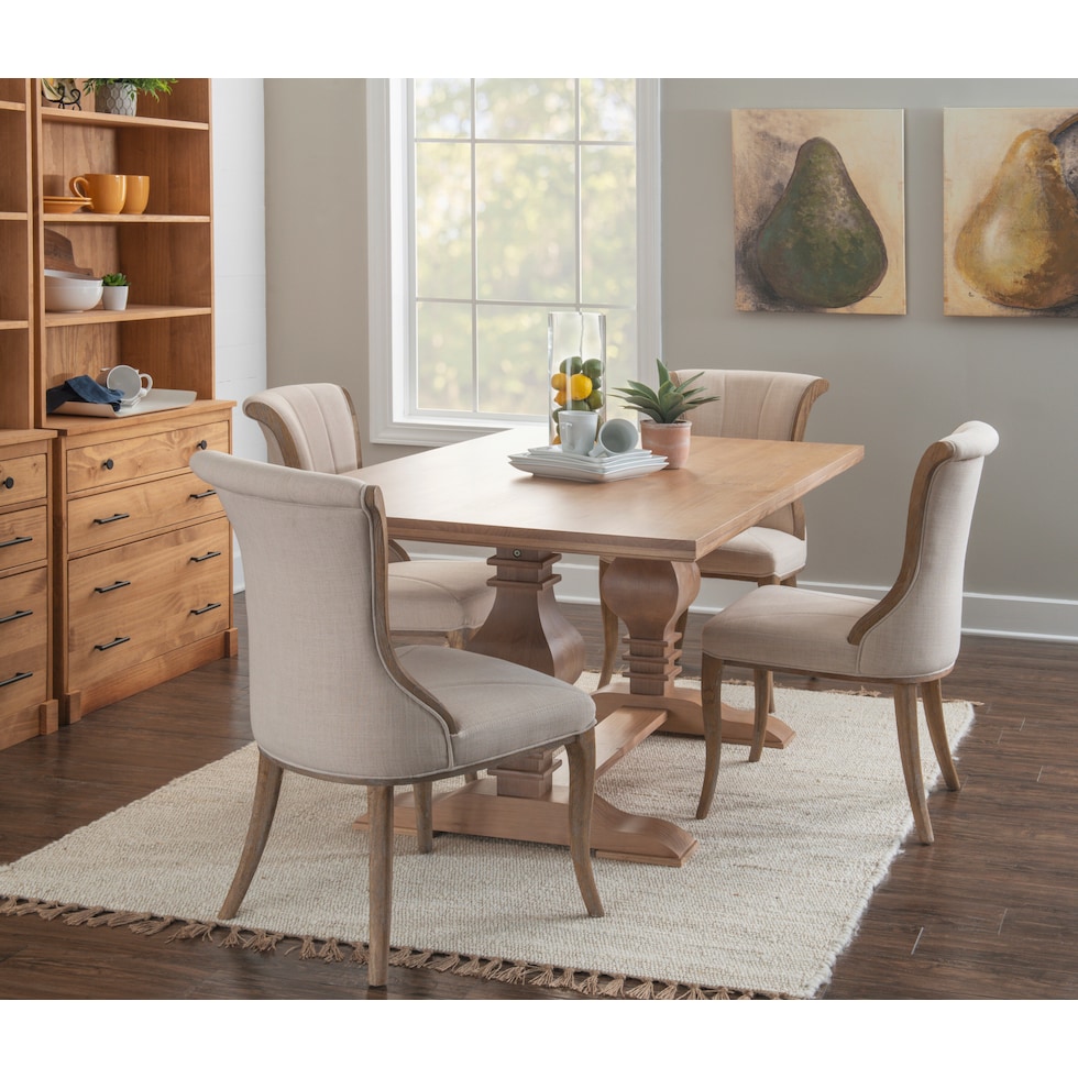 roland light brown dining table   