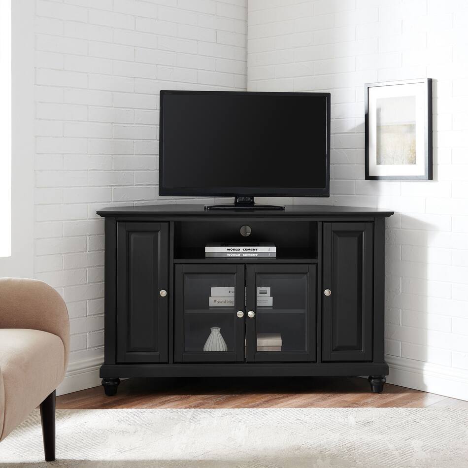 Ronald 48” Corner TV Stand Black Value City Furniture