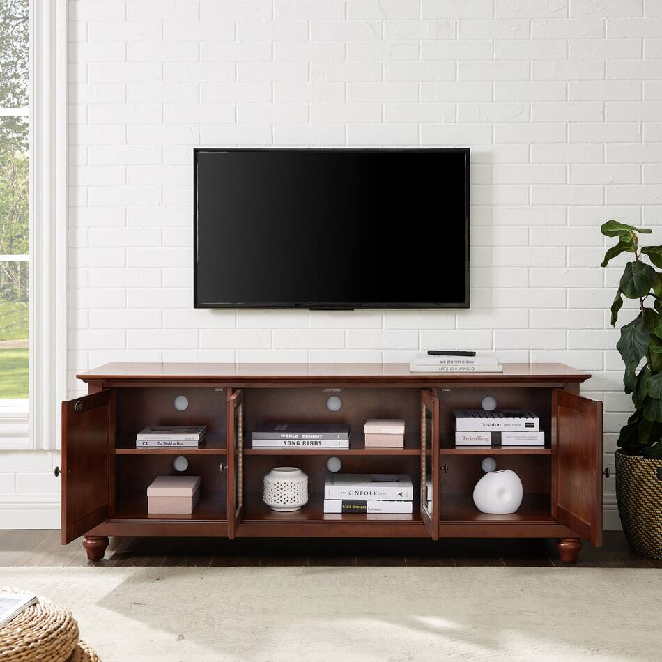 Ronald 60” Glass Door TV Stand Mahogany Value City Furniture