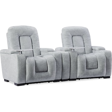 Rory 3-Piece Dual-Power Reclining Home Theater Sectional - Light Gray