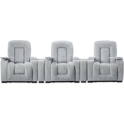 Rory 5-Piece Dual-Power Reclining Home Theater Sectional - Light Gray