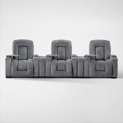 Rory 5-Piece Dual-Power Reclining Home Theater Sectional - Charcoal