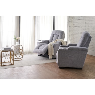 Rory Dual-Power Recliner - Light Gray