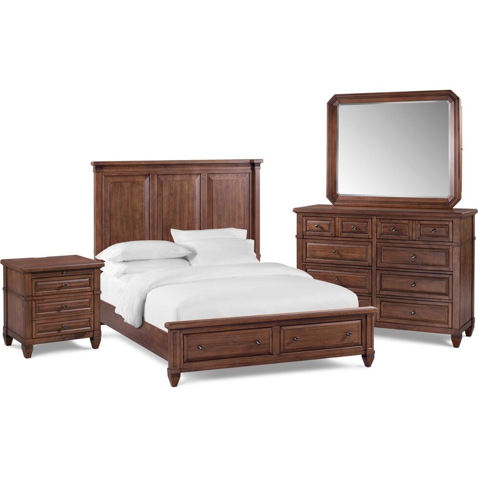 rosalie dark brown  pc king storage bedroom   