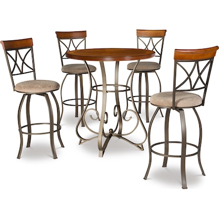 Rosedale 5-Piece Bar Set with 4 Swivel Stools