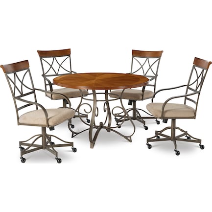Rosedale 5-Piece Dining Set with Swivel Chairs
