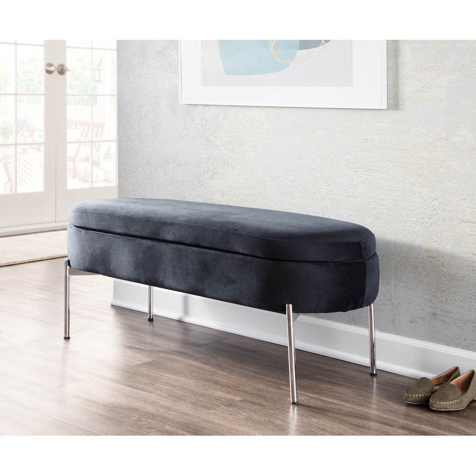 rosen black storage bench   