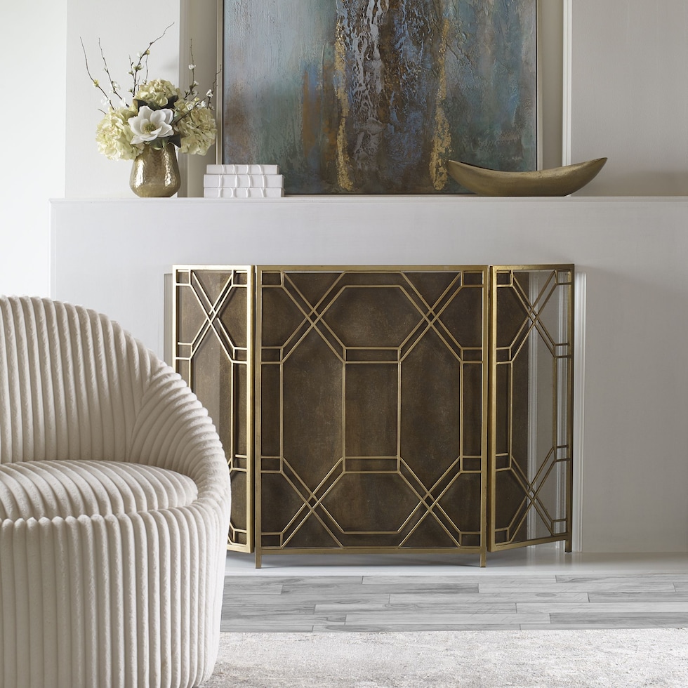 rosen gold fireplace screen   