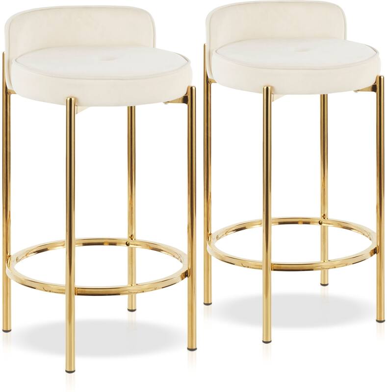 Rosen Set 2 CounterHeight Stools White Velvet Value City Furniture