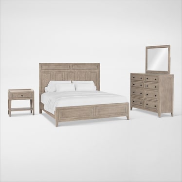 Rowan 6-Piece Panel Bedroom Set with Dresser, Mirror and Nightstand