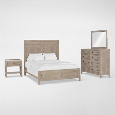Rowan 6-Piece Panel Bedroom Set with Dresser, Mirror and Nightstand