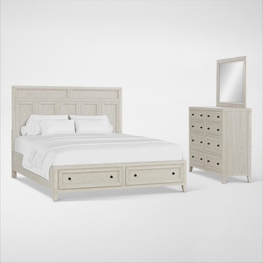 Rowan 5-Piece Storage Bedroom Set with Dresser and Mirror