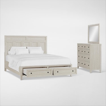 Rowan 5-Piece Storage Bedroom Set with Dresser and Mirror