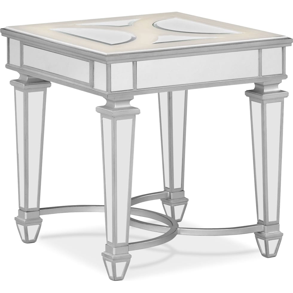 royale mirrored end table   