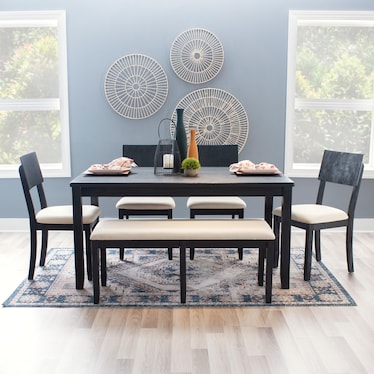 Rozon 6-Piece Dining Set - Dark Cherry