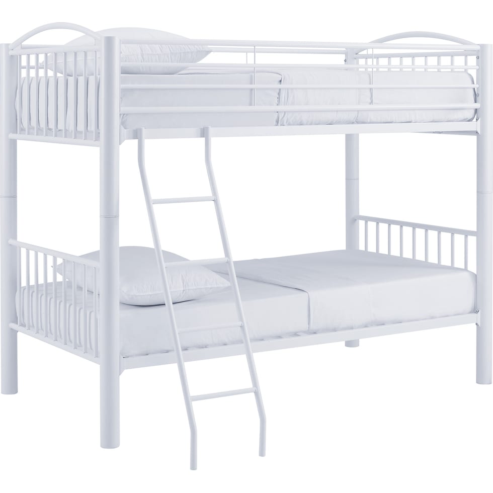 rufio white twin over twin bunk bed   