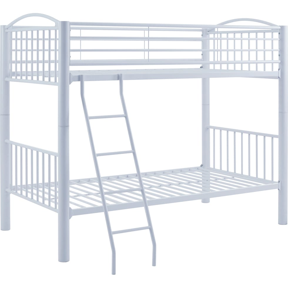 rufio white twin over twin bunk bed   