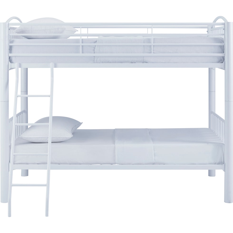 rufio white twin over twin bunk bed   