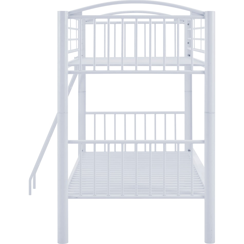 rufio white twin over twin bunk bed   