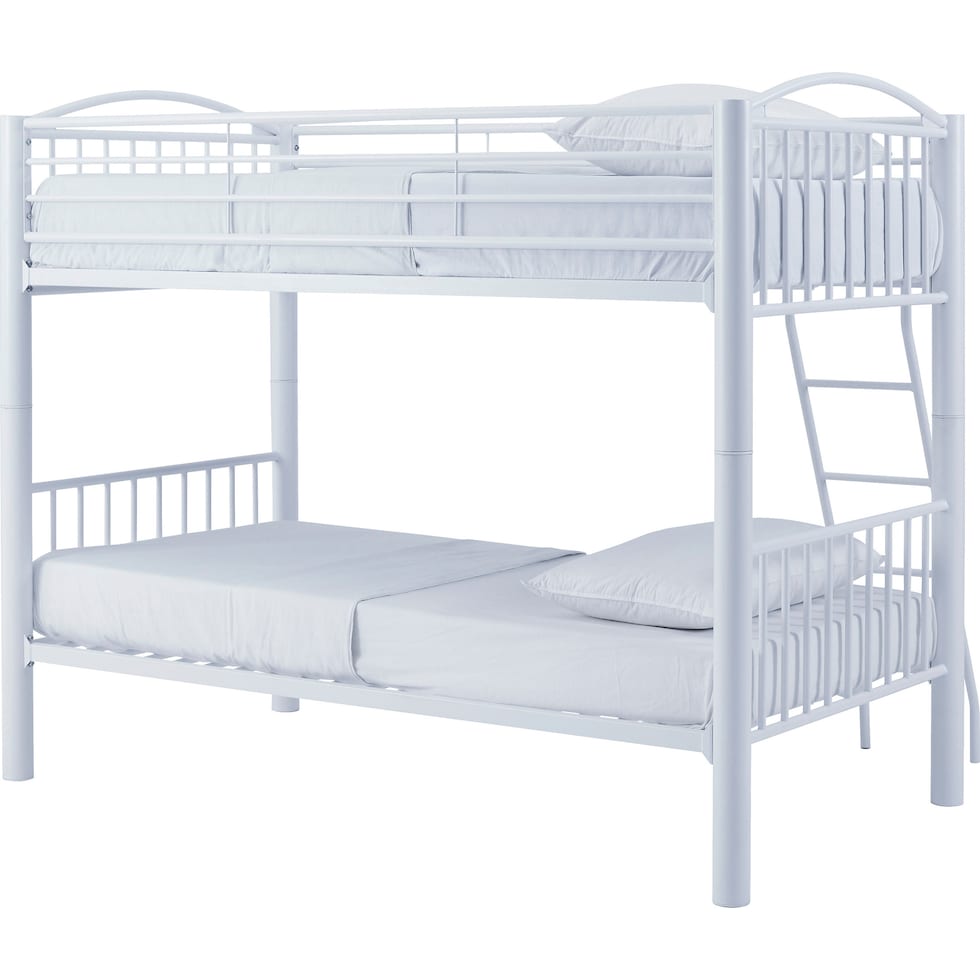 rufio white twin over twin bunk bed   