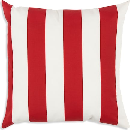 Rugby Stripe Indoor/Outdoor Pillow - Red/White