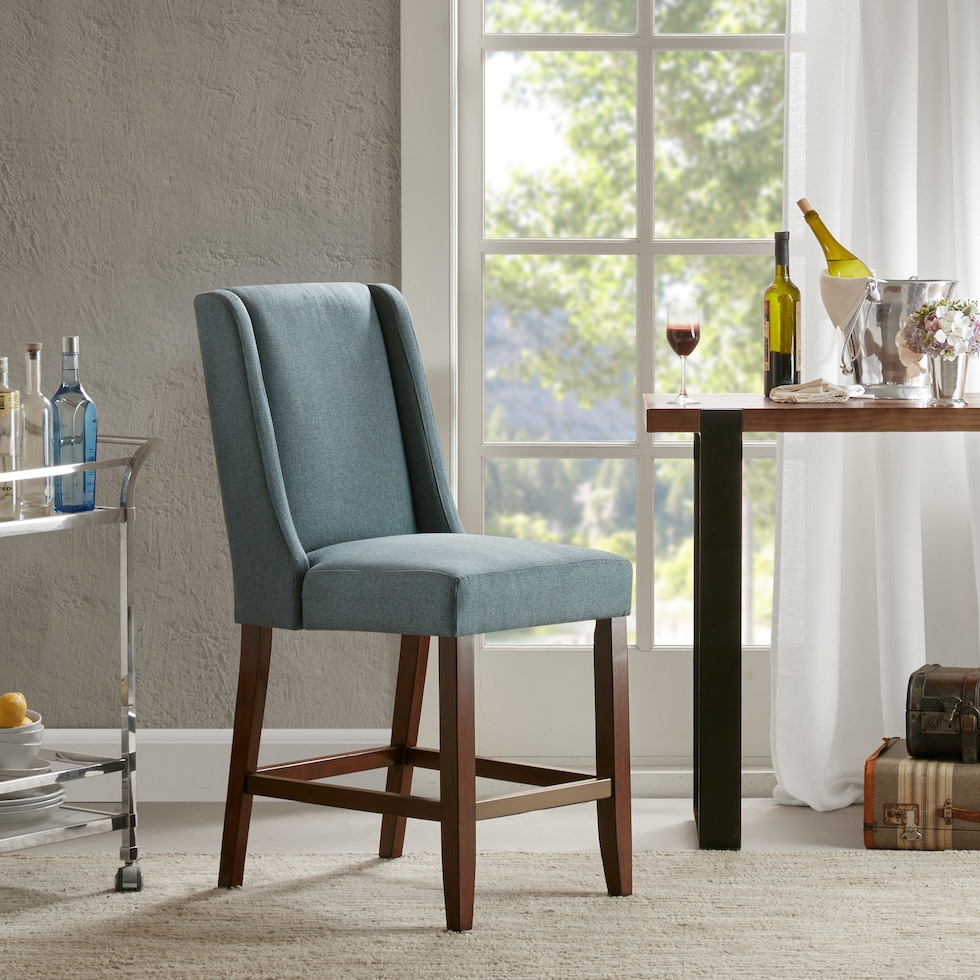 rupert blue counter height stool   