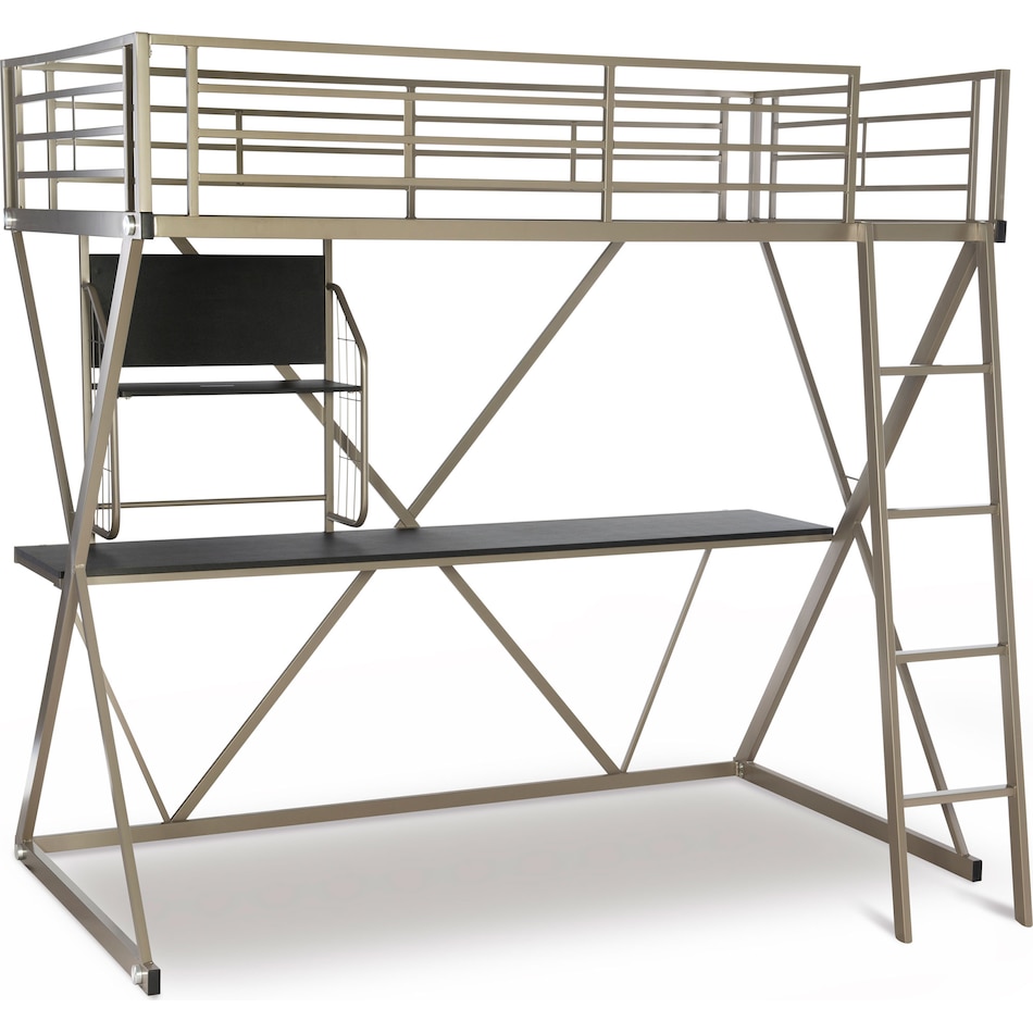 ryker gray twin loft bed with desk   