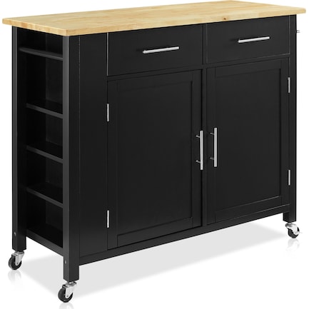 Rylan Storage Cart - Black/Wood Top