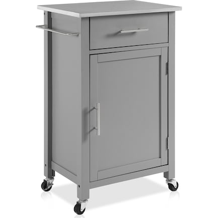 Rylan Small Storage Cart - Gray/Stainless Steel Top