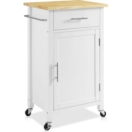 Rylan Small Storage Cart - White/Wood Top