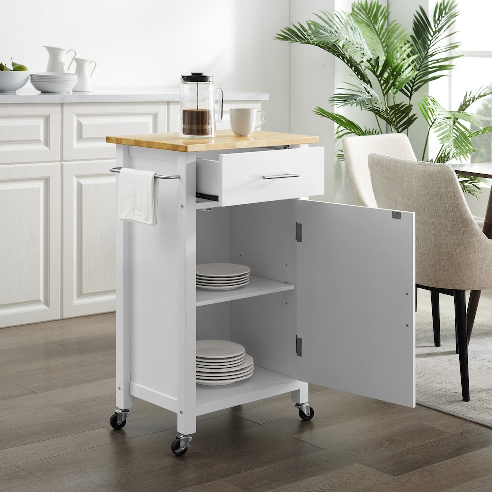 rylan white kitchen cart   