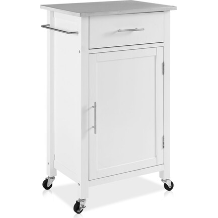 Rylan Small Storage Cart - White/Stainless Steel Top