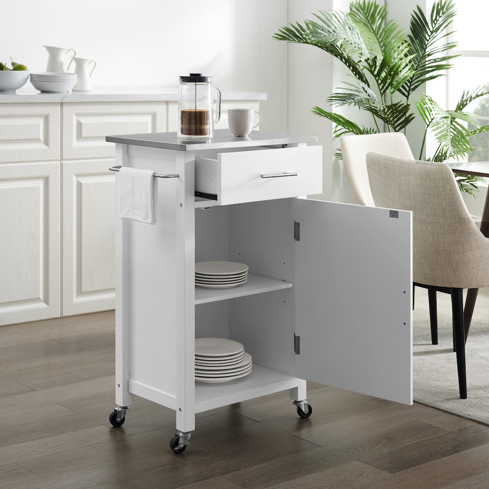 rylan white kitchen cart   