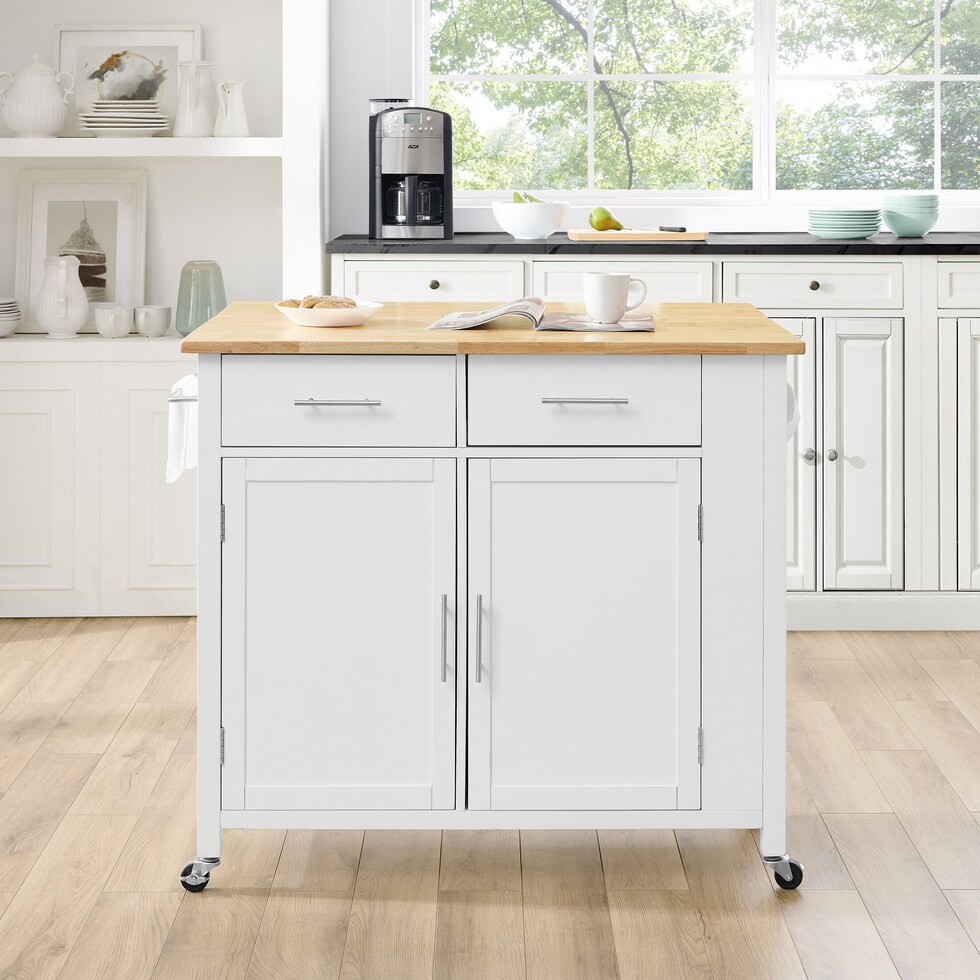 rylan white kitchen cart   