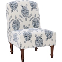 sabine blue and white accent chair   