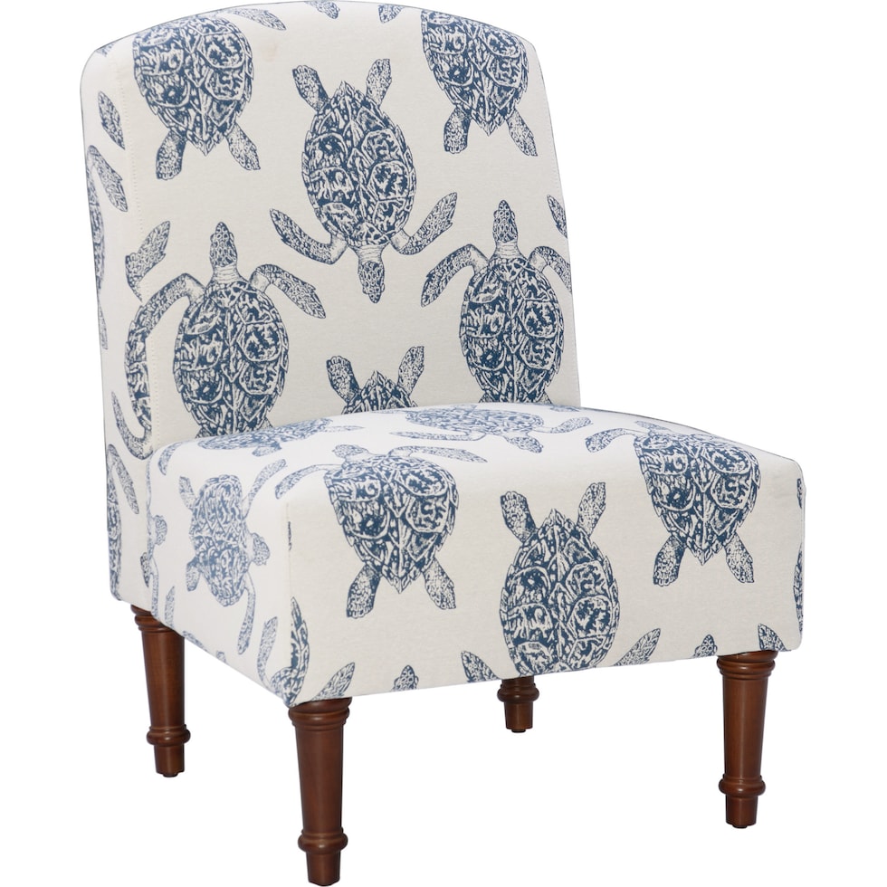 sabine blue and white accent chair   